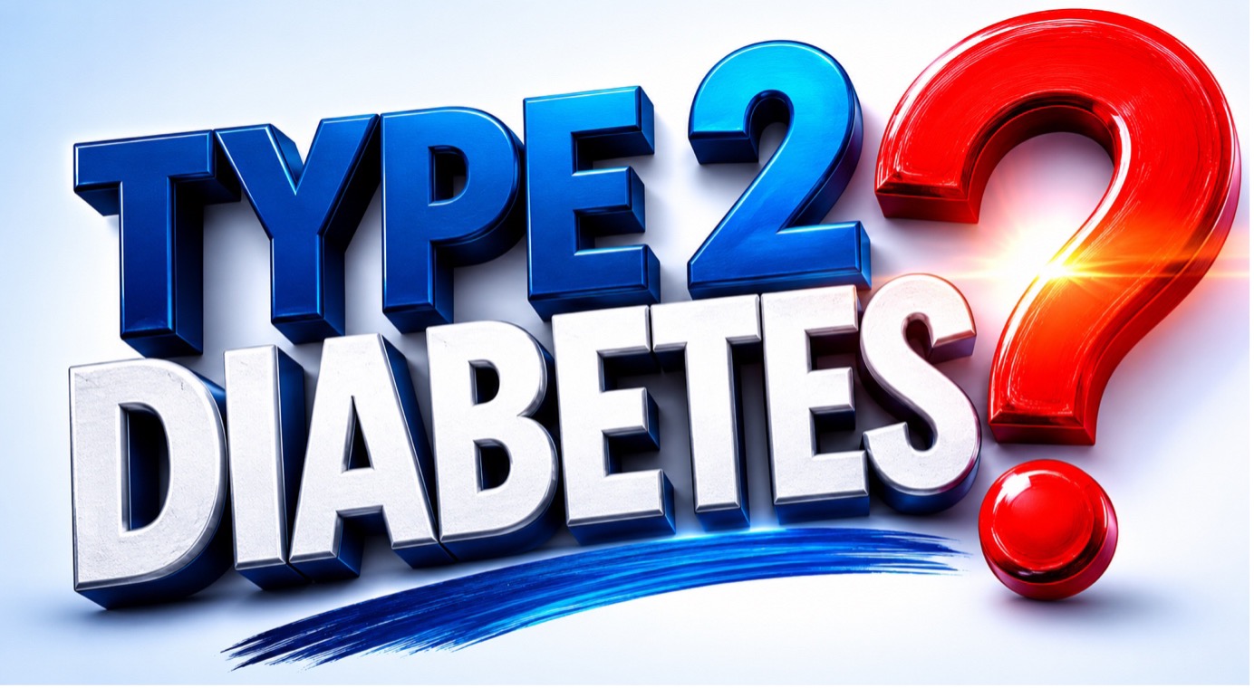 T2Diabetes Image with words Type2 Diabetes and a question mark